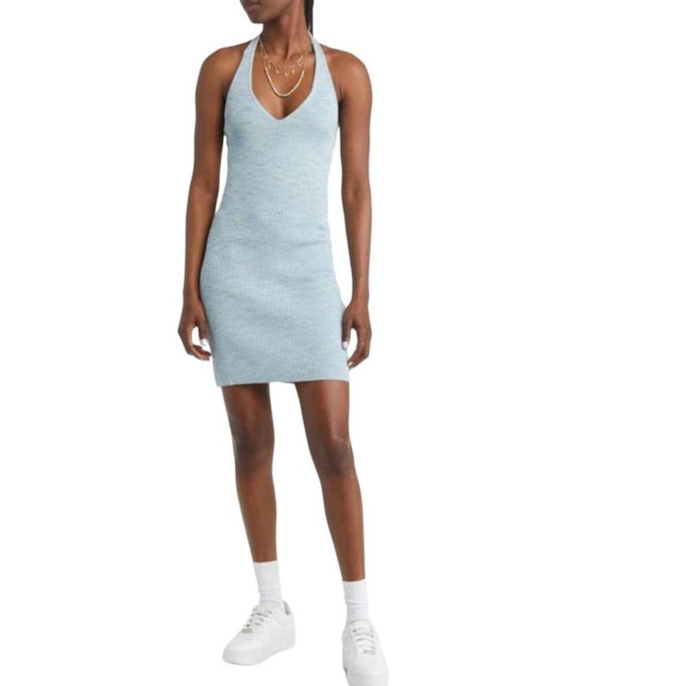 BP Nordstrom Ribbed Halter Dress in Blue Spring Spacedye NEW  Size XL